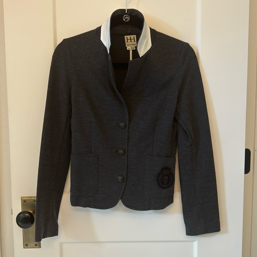Haute Hippie Charcoal Blazer with White Collar